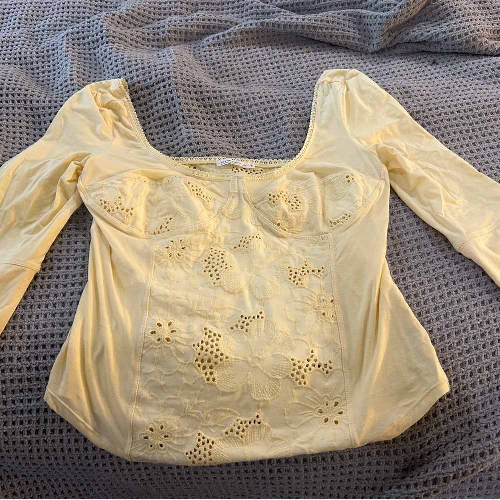 Free People Floral Eyelet Crop Top